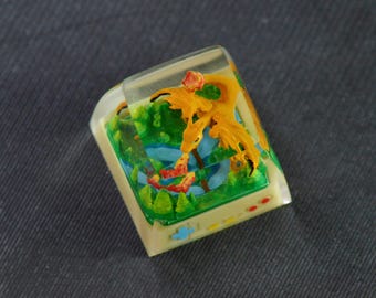 Lindo Pokémon Charizard en el bosque, alta calidad, hecho a mano, personalizado, coleccionable, animación única, teclas mecánicas personalizables, juguete de regalo