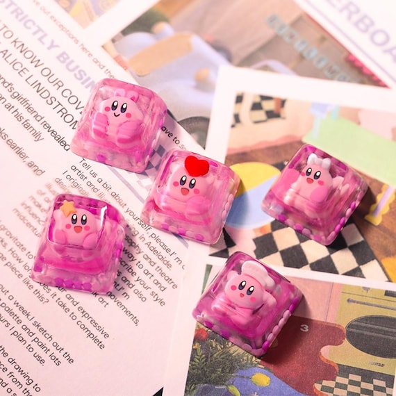Super Cute Kirby Super Star with Bow Star High Quality Handmade Custom Keycap Collectible Unique Animation Personalize Mechanical Keycaps