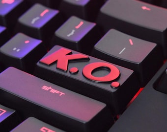 Tecla Enter personalizada em liga de zinco-alumínio com símbolo KO, altura R3, peça de colecionador exclusiva, feita à mão, para presente ou brinquedo personalizado.