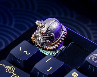 Teclas personalizadas de la Hermandad del Acero con armadura potenciada de Fallout, hechas a mano, animación única, teclas mecánicas personalizadas, coleccionables