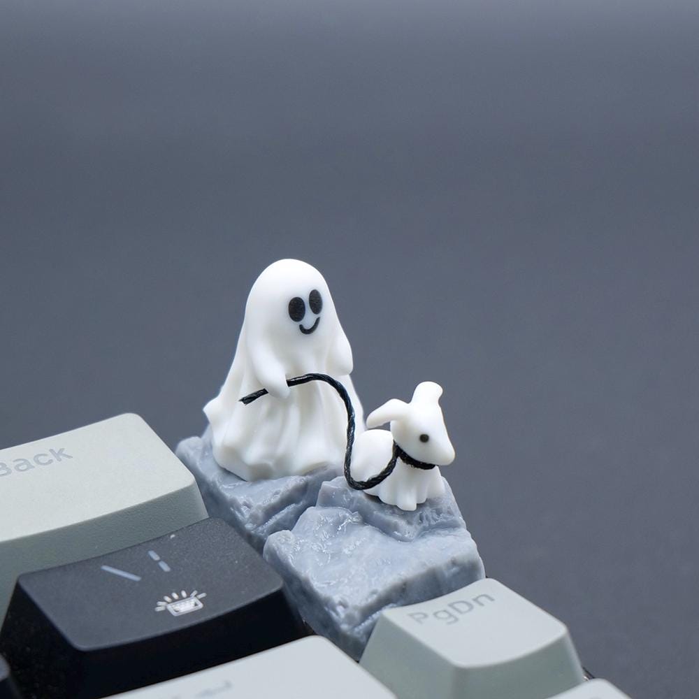 Key Cap Ghost Rider Cute Halloween Ghost With Ghost Dog (2caps) Custom Keycap High Quality ...