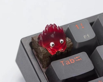 Classic Movie Moving Castle Fire Spirit Custom Keycap Handmade Unique Animation Personalized Mechanical Keycaps Collectible