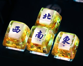 Mahjong East, South, West, North, Wind Custom Keycap Handmade Unique Collectible High Quality Personalized Mechanical Keycaps