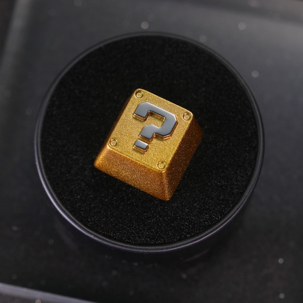 スーパーマリオブラザーズカスタムキーキャップアルミ合金高品質ハンドメイドユニークなアニメーションパーソナライズメカニカルキーキャップ疑問符
