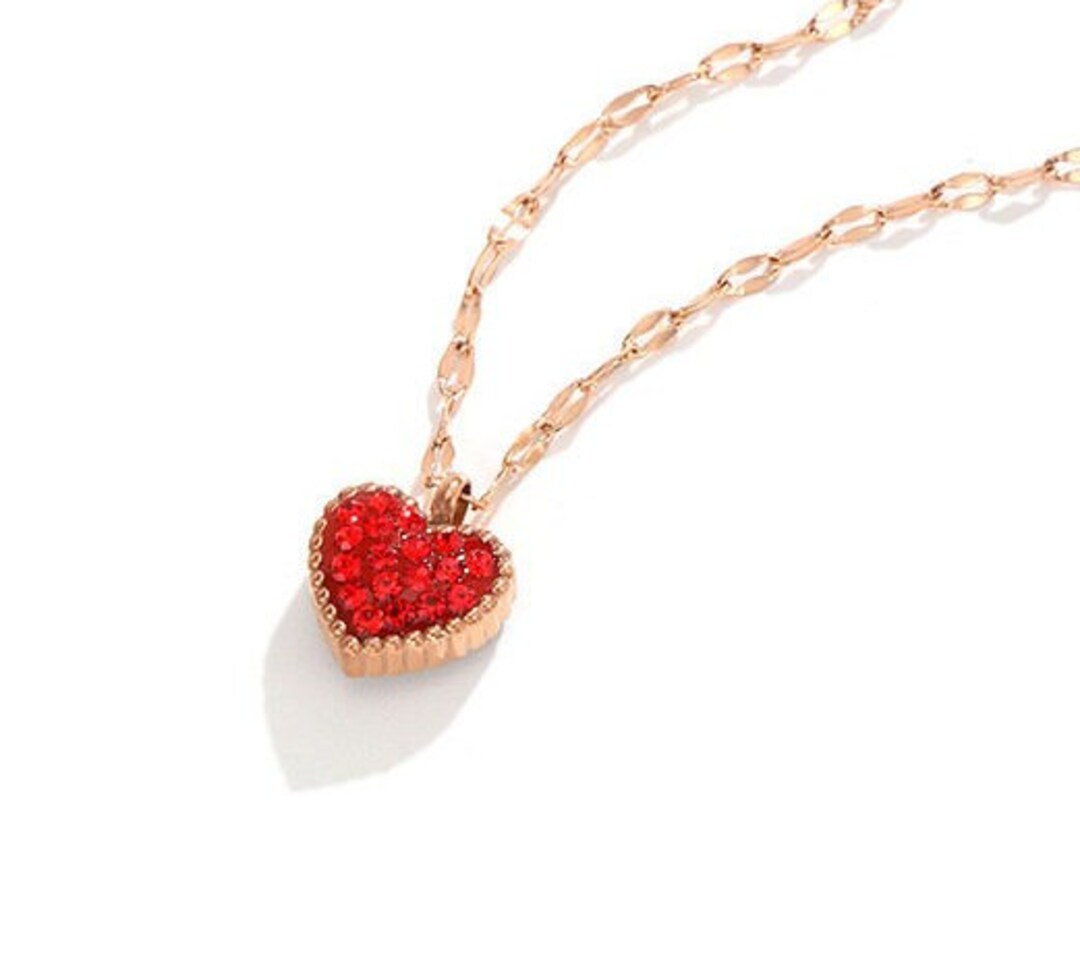 Red Heart Pendant Necklace for Women Stone Necklace for Girls Necklaces