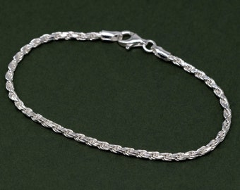 Ankle Bracelet, Sterling Silver Anklet, Rope Chain Anklet, Foot Jewelry, Silver Ankle Bracelet, Simple Anklet, Summer Anklet