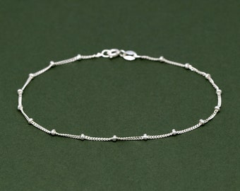Satellite Chain Anklet Sterling Silver Adjustable Length Satellite Chain Anklet Sterling Silver Adjustable Length
