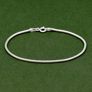 Genuine 925 Sterling Silver 1.6mm Snake Chain Bracelet 6 7 8 Simple Minimalist Jewellery Perfect for Charms & Pendants image 3