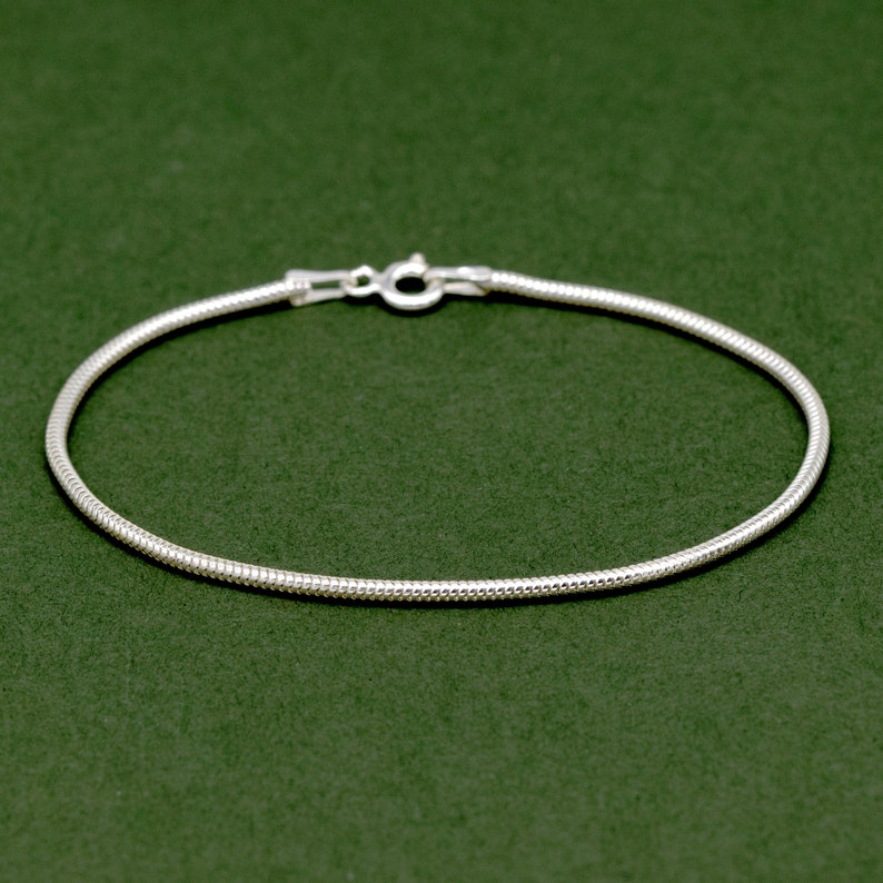 Genuine 925 Sterling Silver 1.6mm Snake Chain Bracelet 6 7 8 Simple Minimalist Jewellery Perfect for Charms & Pendants image 3