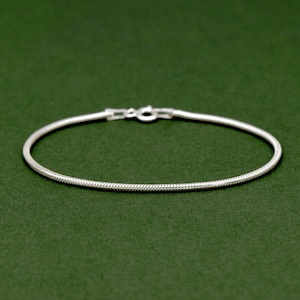 Genuine 925 Sterling Silver 1.6mm Snake Chain Bracelet 6 7 8 Simple Minimalist Jewellery Perfect for Charms & Pendants image 1