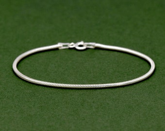 Genuine 925 Sterling Silver 1.6mm Snake Chain Bracelet 6” | 7” | 8” Simple Minimalist Jewellery Perfect for Charms & Pendants