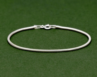 Genuine 925 Sterling Silver 1.6mm Snake Chain Bracelet 6” | 7” | 8” Simple Minimalist Jewellery Perfect for Charms & Pendants