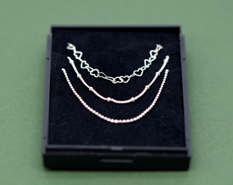 Gift Boxed Sterling Silver Bracelets, Mixed Chain Bracelet Set, Minimalist Jewellery, Layering Bracelets, Stylish Gift