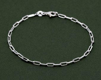 Bracelet chaîne en argent sterling, trombone, bracelet moderne, bracelet chaîne délicate, bracelet pour femme, cadeau pour elle