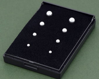 Genuine 925 Sterling Silver 3, 4, 5 & 6mm Polished Studs/Earrings In Gift Box Gift for Her, Silver Earrings, Silver Ball Studs