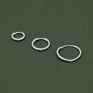 Genuine 925 Sterling Silver 10, 14, 18mm Round Ear Huggie Hoop Earrings