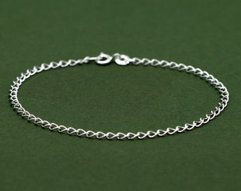 Sterling Silver Open Curb Chain Bracelet, Delicate Chain Bracelet, Minimalist Bracelet, Gift for Her, 6.5”, 7.5”, 8.5"