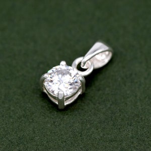 Genuine 925 Sterling Silver 5mm Cubic Zirconia Pendant