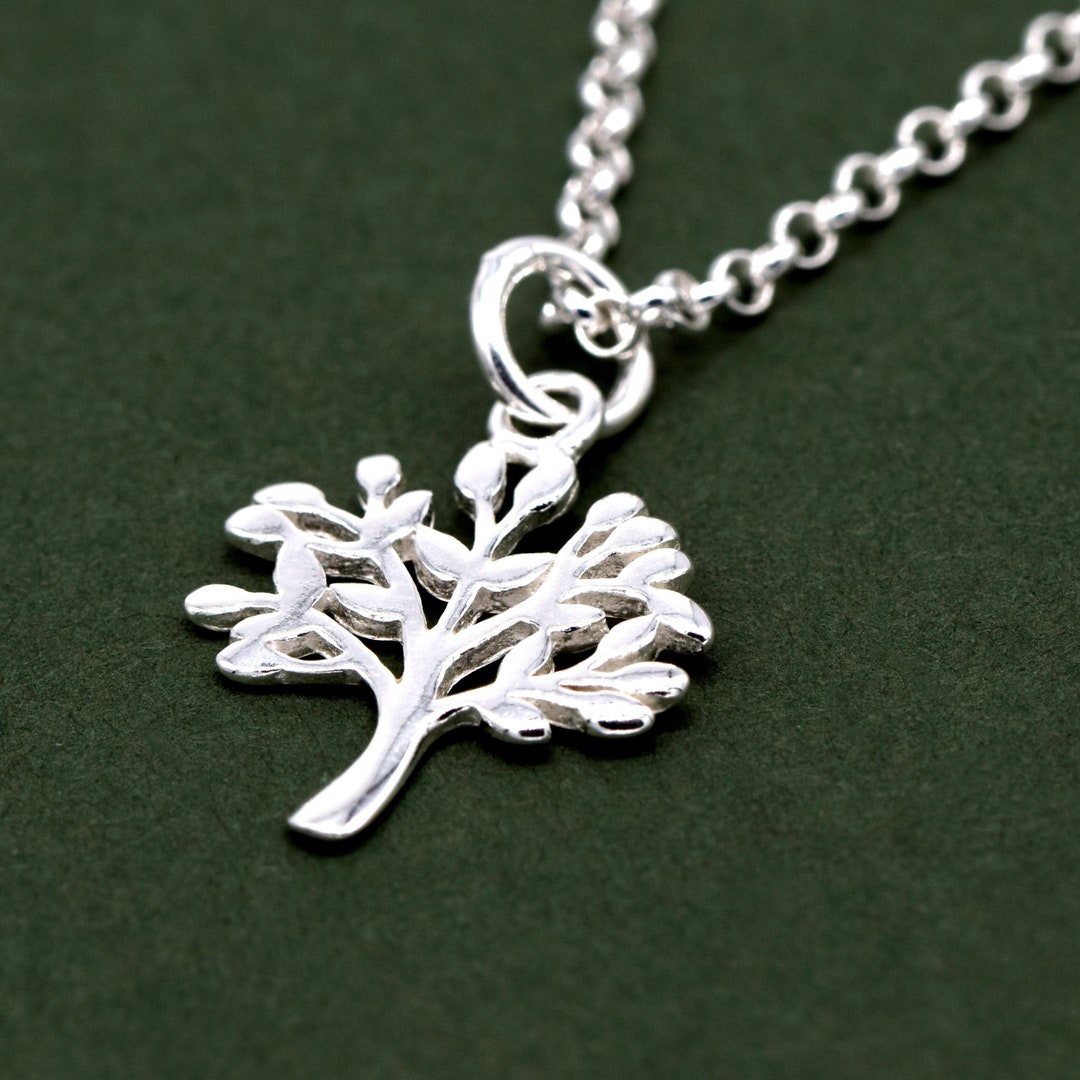 Genuine 925 Sterling Silver Tree of Life Pendant Necklace - Diamond Cut ...