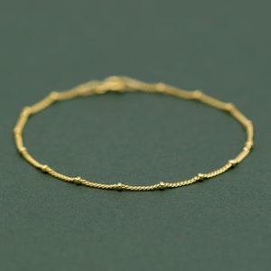 Gold Plated Beaded Curb Chain Bracelet, Dainty Bracelet, Delicate Gold Bracelet, Minimalist Jewellery, Gift for Her