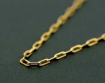 Gold Plated Sterling Silver Paperclip Chain Necklace, Fine Chain, Dainty Necklace, Layering Necklace, Minimalist Jewellery