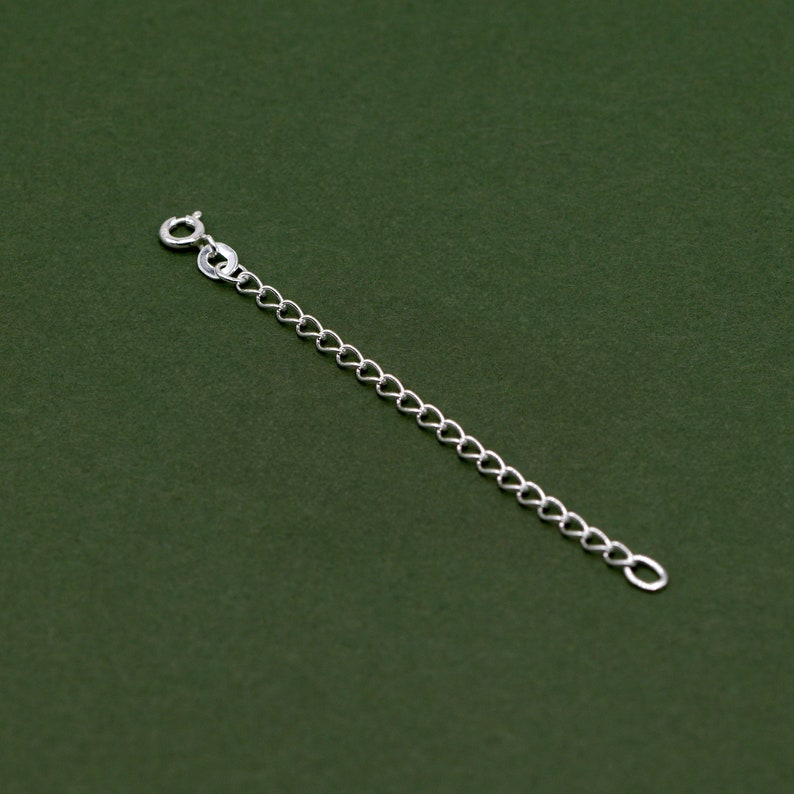 May include: A silver chain extender with a lobster clasp on one end and a jump ring on the other end.