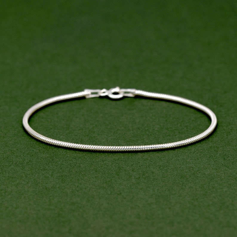 Genuine 925 Sterling Silver 1.6mm Snake Chain Bracelet 6 7 8 Simple Minimalist Jewellery Perfect for Charms & Pendants image 2