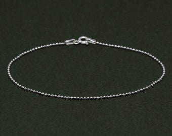 Genuine 925 Sterling Silver 1.2mm Diamond Cut Ball Chain Bracelet 6.5"/7.5"/8.5"