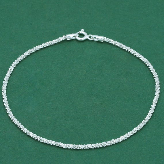 925 Sterling Silver Margherita Textured Bracelet | Dainty Silver Chain Bracelet