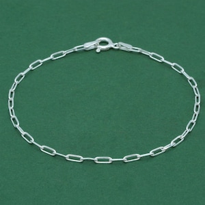 925 Sterling Silver Paperclip Bracelet | Minimalist Silver Chain Bracelet image 2