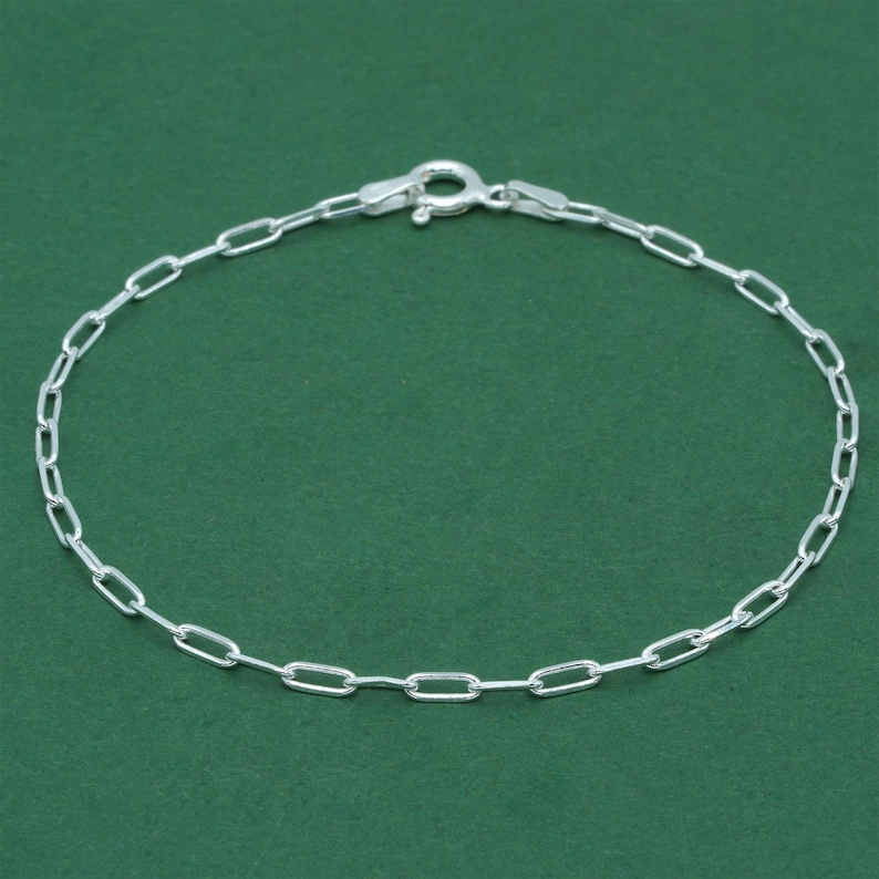 925 Sterling Silver Paperclip Bracelet | Minimalist Silver Chain Bracelet image 2