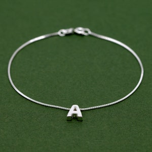 Sterling Silver Letter Bracelet A - Z, Personalised Initial Charm Bracelet, Gift for Her, Custom Monogram Jewellery