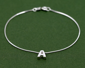 Sterling Silber Buchstabe Armband A - Z, personalisierte Anfangsbuchstaben Armband, Geschenk für sie, kundenspezifischer Monogramm Schmuck