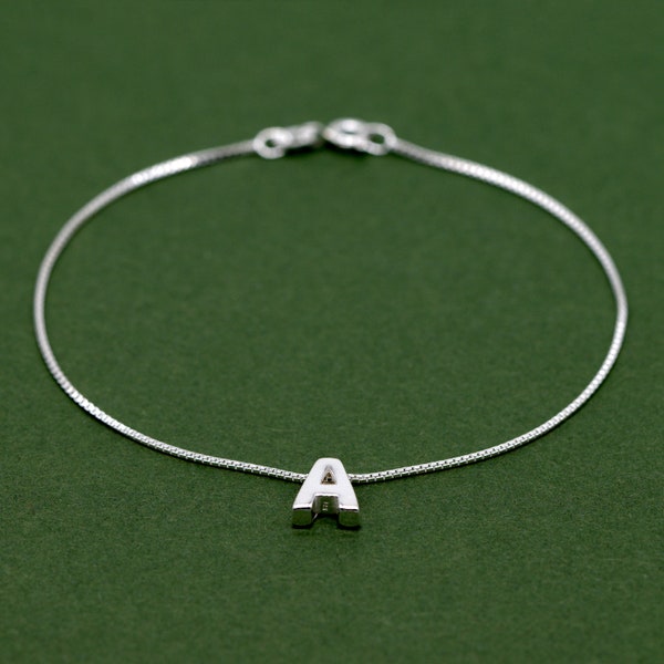 Sterling Silver Letter Bracelet A - Z, Personalised Initial Charm Bracelet, Gift for Her, Custom Monogram Jewellery