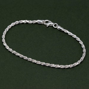 Sterling Silver Rope Chain Bracelet, Elegant Silver Bracelet, Minimalist Bracelet, Dainty Jewellery, Gift for Her