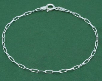 925 Sterling Silver Paperclip Bracelet, Minimalist Silver Chain Bracelet