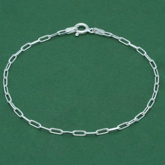 925 Sterling Silver Paperclip Bracelet | Minimalist Silver Chain Bracelet