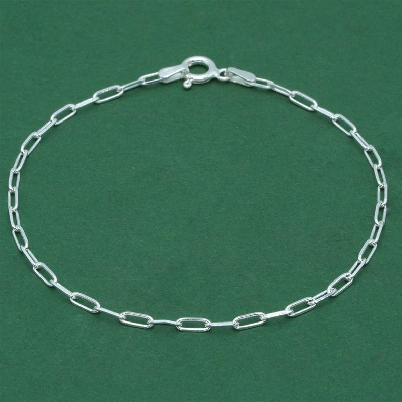925 Sterling Silver Paperclip Bracelet | Minimalist Silver Chain Bracelet image 1