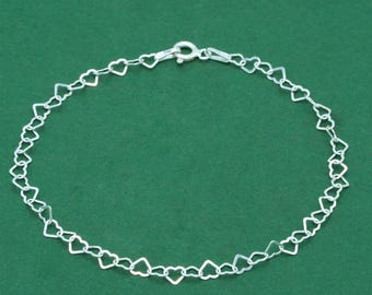 925スターリングシルバー ハートリンクブレスレット | バレンタインデーブレスレット | 彼女へのギフトに最適な、上品なシルバーラブブレスレット