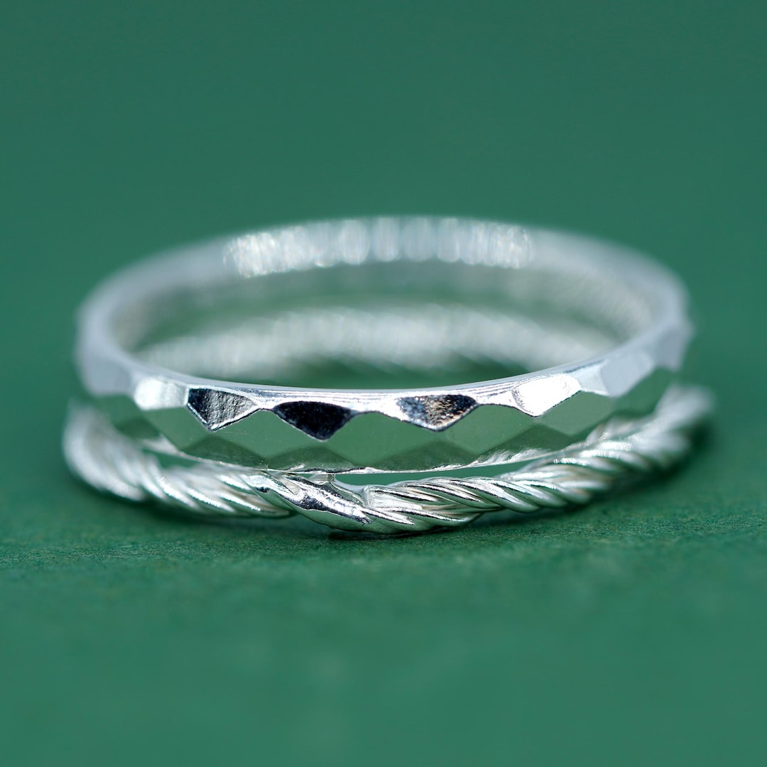 Set of 2 Sterling Silver Ring, Spacer Rings, Silver Stackable Rings ...