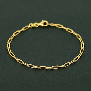 Gold Plated Sterling Silver Paperclip Chain Bracelet, Modern Bracelet, Delicate Chain Bracelet, Bracelet For Women, Gift For Her