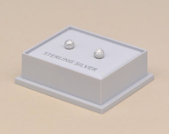 Genuine 925 Sterling Silver 4mm Frosted Ball Studs/Earrings In a Gift Box