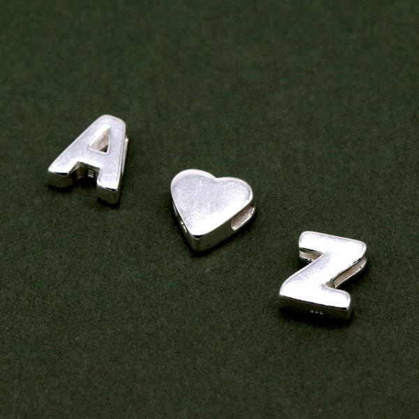 Genuine 925 Sterling Silver Alphabet Initial Letter Threader A-Z & Heart Charm Silver Pendant Modern Elegant