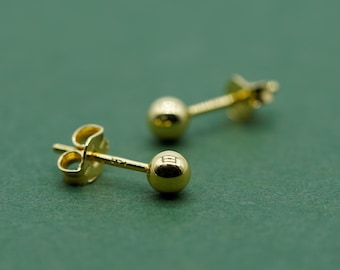 Paar vergoldete Sterlingsilber Kugel Ohrstecker erhältlich in den Größen 3,4,5,6 mm Durchmesser Minimalist Ball Studs für Sie