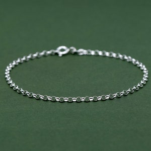 Sterling Silver Rolo Belcher Bracelet, 2.5mm Width, Minimalist Bracelet, Silver Chain, Everyday Jewellery, Gift for Her