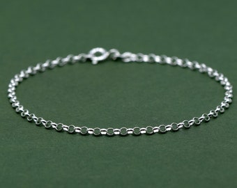 Sterling Silver Rolo Belcher Bracelet, 2.5mm Width, Minimalist Bracelet, Silver Chain, Everyday Jewellery, Gift for Her