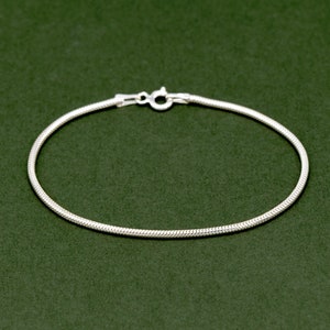 Genuine 925 Sterling Silver 1.6mm Snake Chain Bracelet 6 7 8 Simple Minimalist Jewellery Perfect for Charms & Pendants image 4