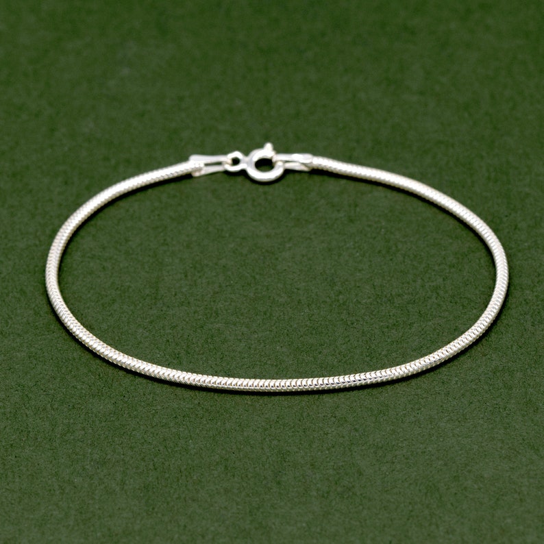 Genuine 925 Sterling Silver 1.6mm Snake Chain Bracelet 6 7 8 Simple Minimalist Jewellery Perfect for Charms & Pendants image 4