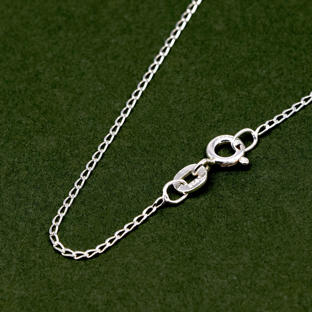 Genuine 925 Sterling Silver Curb Chain Necklace 14