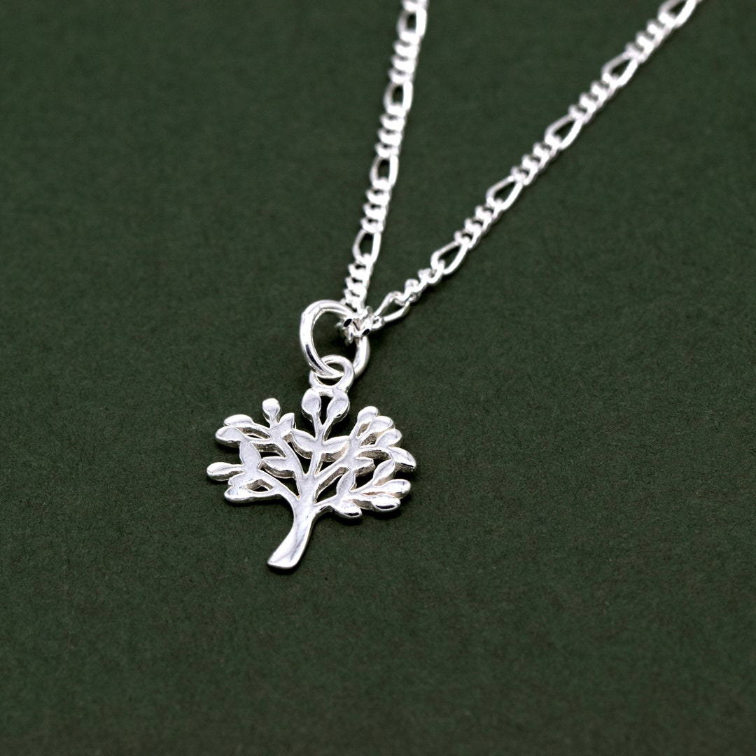 Genuine 925 Sterling Silver Tree of Life Pendant Necklace - Diamond Cut ...